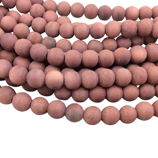 10mm Manmade Goldstone (Glass) Matte Finish Round/Ball Shaped Beads with 2.5mm Holes - 7.75" Strand (Approx. 20 Beads) - LARGE HOLE BEADS