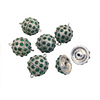 15mm Pave Style Green Glass Encrusted Silver Plated Round/Ball Shaped Threaded Twist Clasps- Sold Individually - Elegant and Classy