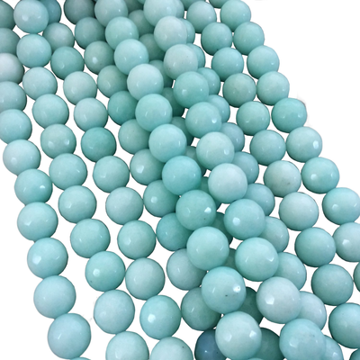 12mm Faceted Dyed Light Mint Green Natural Jade Round/Ball Shape Beads with 1mm Beading Holes - Sold by 15" Strands (Approximately 32 Beads)