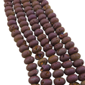 10mm Matte Finish Premium Purple/Bronze Titanium Druzy Agate Rondelle Shaped Beads with 1mm Holes - Sold by 7.75" Strands (Approx. 33 Beads)