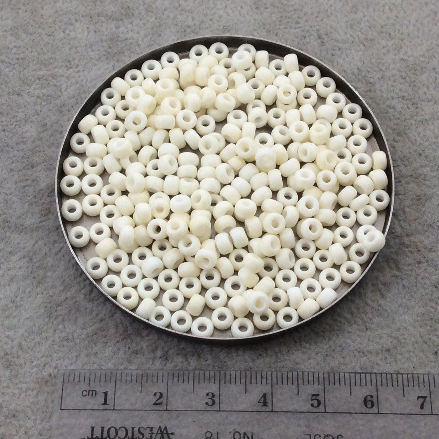 Size 6/0 Matte Finish Opaque Cream Genuine Miyuki Glass Seed Beads - Sold by 20 Gram Tubes (Approx. 200 Beads per Tube) - (6-92021)