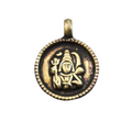 1" Oxidized Gold Plated Rustic 'Shiva' Copper Circle/Coin/Disc God/Deity Pendant with Attached Ring  - 18mm, Approximately