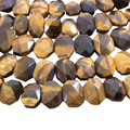 10mm x 14mm High Quality Natural Metallic Tiger Eye Faceted Flat Octagon Shaped Beads with 1mm Holes - Sold by 7.5" Half Strands (16 Beads)