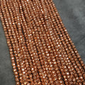 Rose Gold Plated Pyrite Rondelle Beads - 4mm Faceted