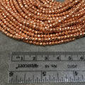 Rose Gold Plated Pyrite Rondelle Beads - 4mm Faceted