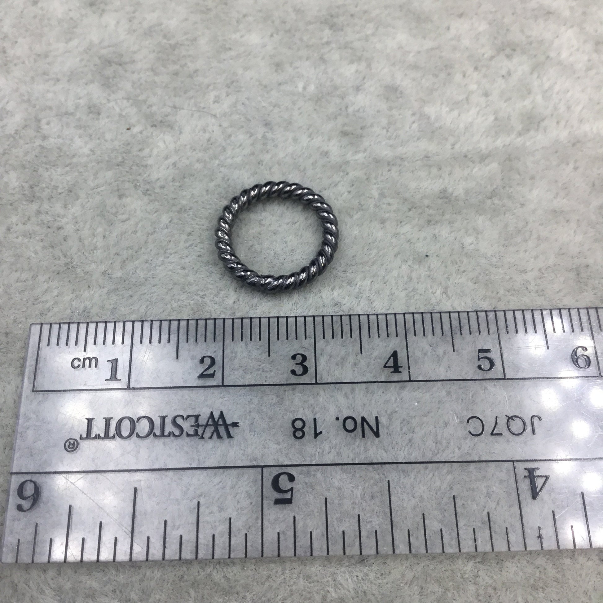 15mm Gunmetal Finish Open Twisted Wire Circle/Hoop Shaped Plated Copper Components - Sold in Pre-Counted Bulk Packs of 10 Pieces - (464-GM)