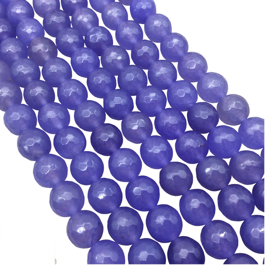 10mm Faceted Mixed Purple Agate Round/Ball Shaped Beads - 15" Strand (Approximately 38 Beads) - Natural Semi-Precious Gemstone