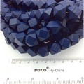 12mm Navy Blue Colored Natural Wooden Faceted/Step Cut Shaped Beads with 2mm Holes - Sold by 14.5" Strands (Approx. 32 Beads)