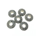 7mm x 14mm CZ Cubic Zirconia Inlaid Rondelle Shaped Bead with 5mm Holes - Sold in Pairs - Colors Available!