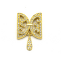 15mm x 25mm Gold Plated Cubic Zirconia Encrusted/Inlaid Ornate Butterflied Shaped Connector with Drop