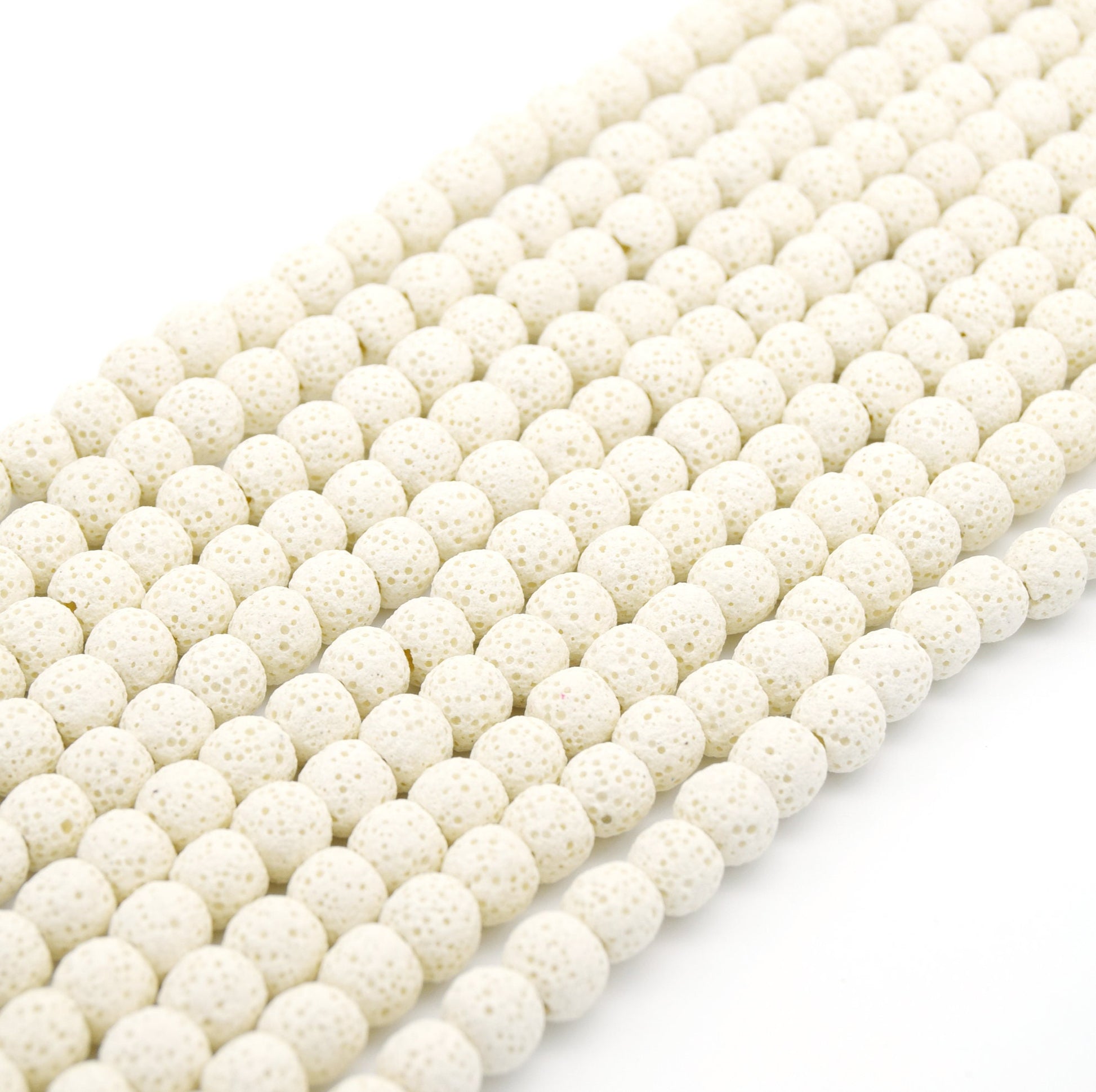 Lava Beads | White Round Diffuser Beads - 6mm 8mm 10mm 12mm 14mm 16mm 18mm Available