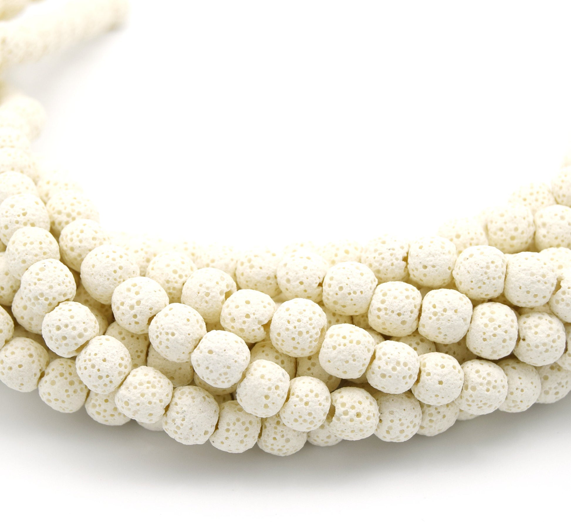 Lava Beads | White Round Diffuser Beads - 6mm 8mm 10mm 12mm 14mm 16mm 18mm Available