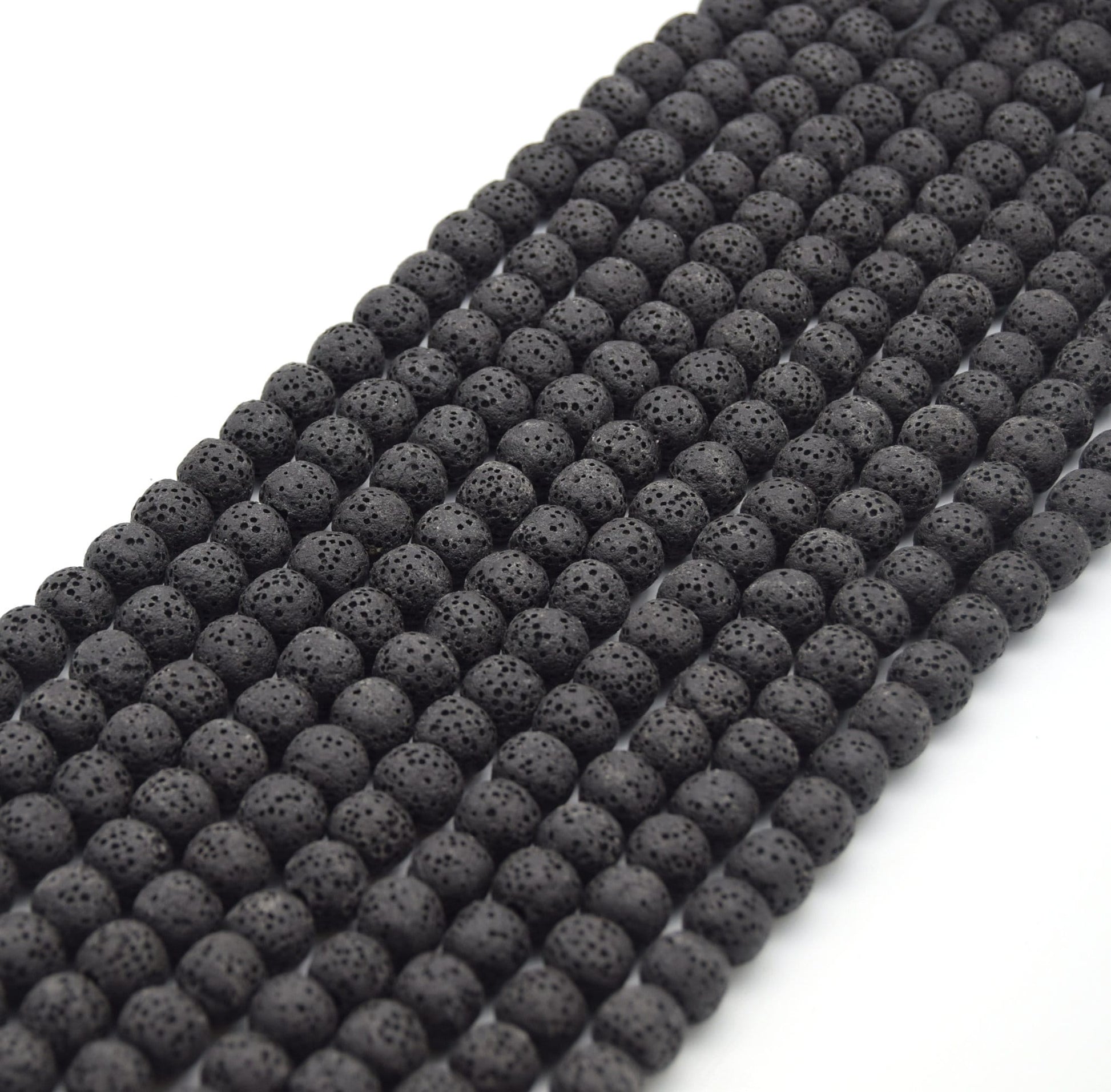 Lava Beads | Black Round Diffuser Beads - 6mm 8mm 10mm 12mm 14mm 16mm 18mm 20mm Available