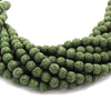 Lava Beads | Olive Green Round Diffuser Beads - 6mm 8mm 10mm 12mm 14mm 16mm 18mm Available