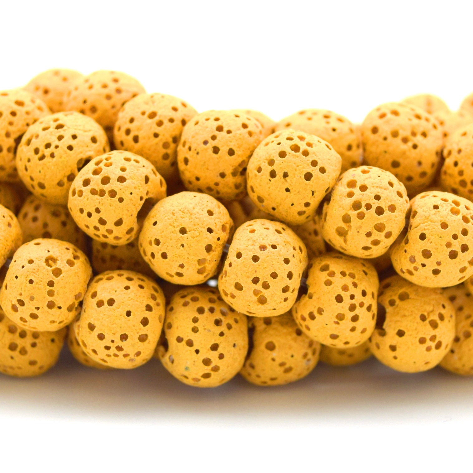 Lava Beads | Mustard Yellow Round Diffuser Beads - 6mm 8mm 10mm 12mm 14mm 16mm 18mm Available