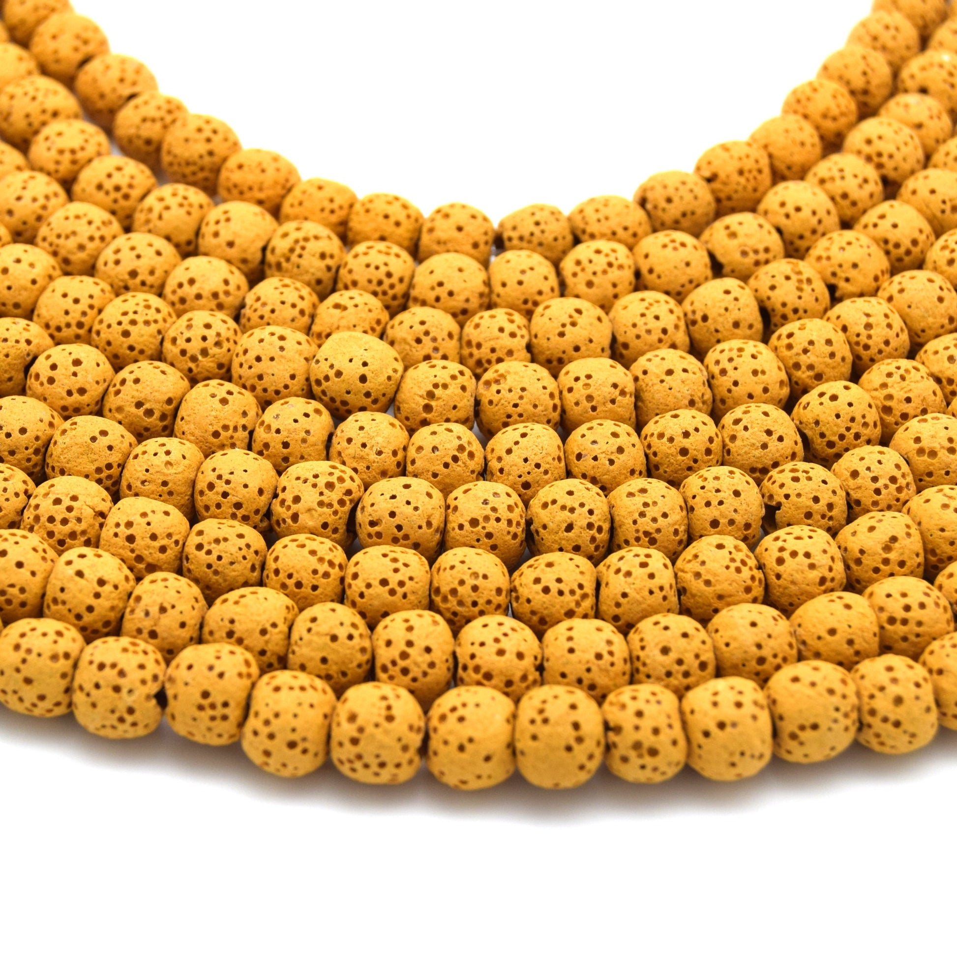 Lava Beads | Mustard Yellow Round Diffuser Beads - 6mm 8mm 10mm 12mm 14mm 16mm 18mm Available