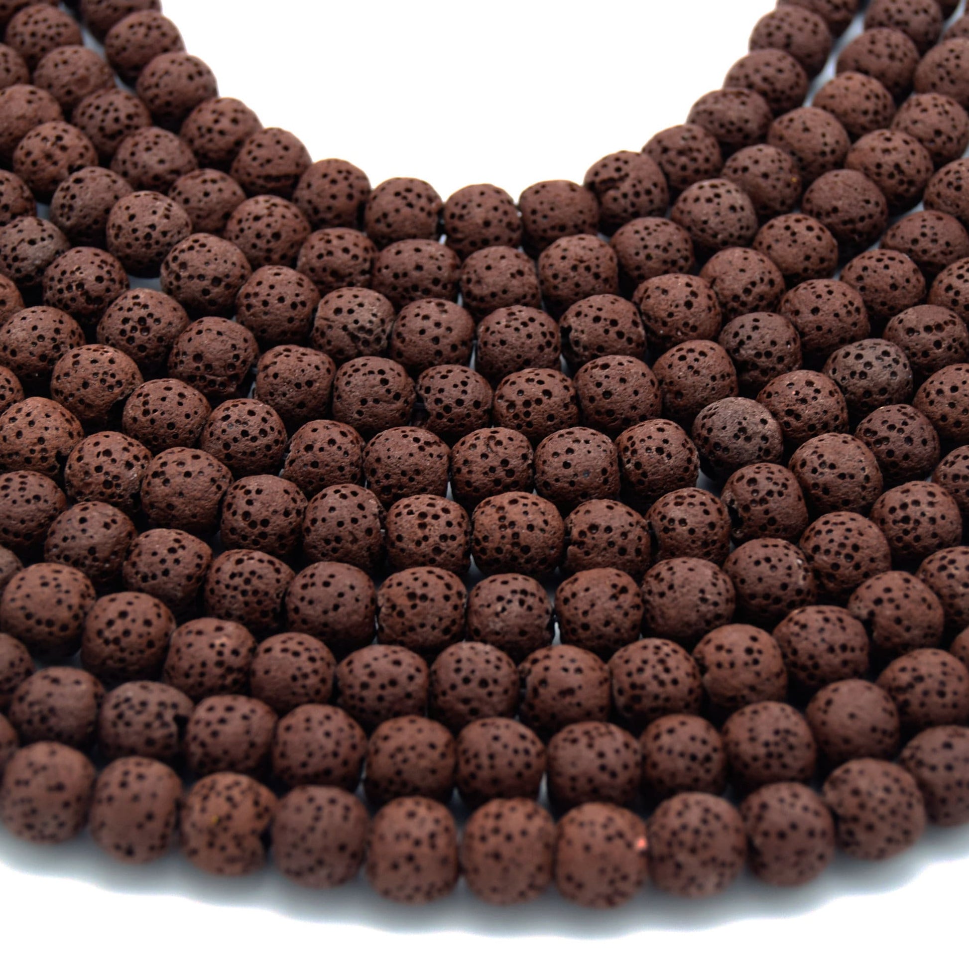 Lava Beads | Brown Round Diffuser Beads - 6mm 8mm 10mm 12mm 14mm 16mm 18mm Available