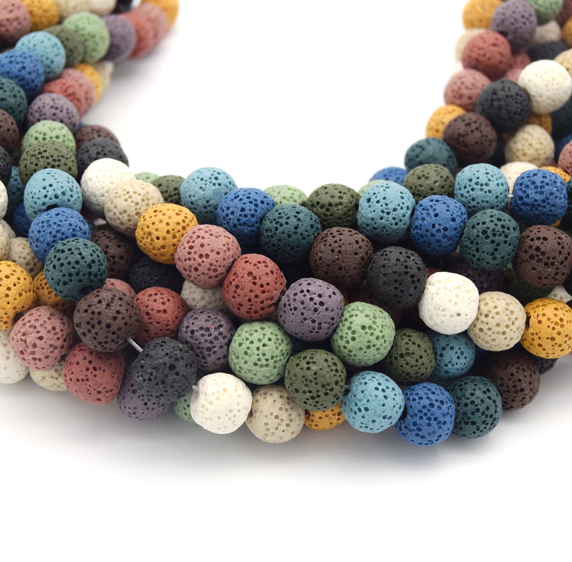 Lava Beads | Rainbow | Multicolor Round Diffuser Beads - 6mm 8mm 10mm 12mm 14mm 16mm 18mm 20mm Available