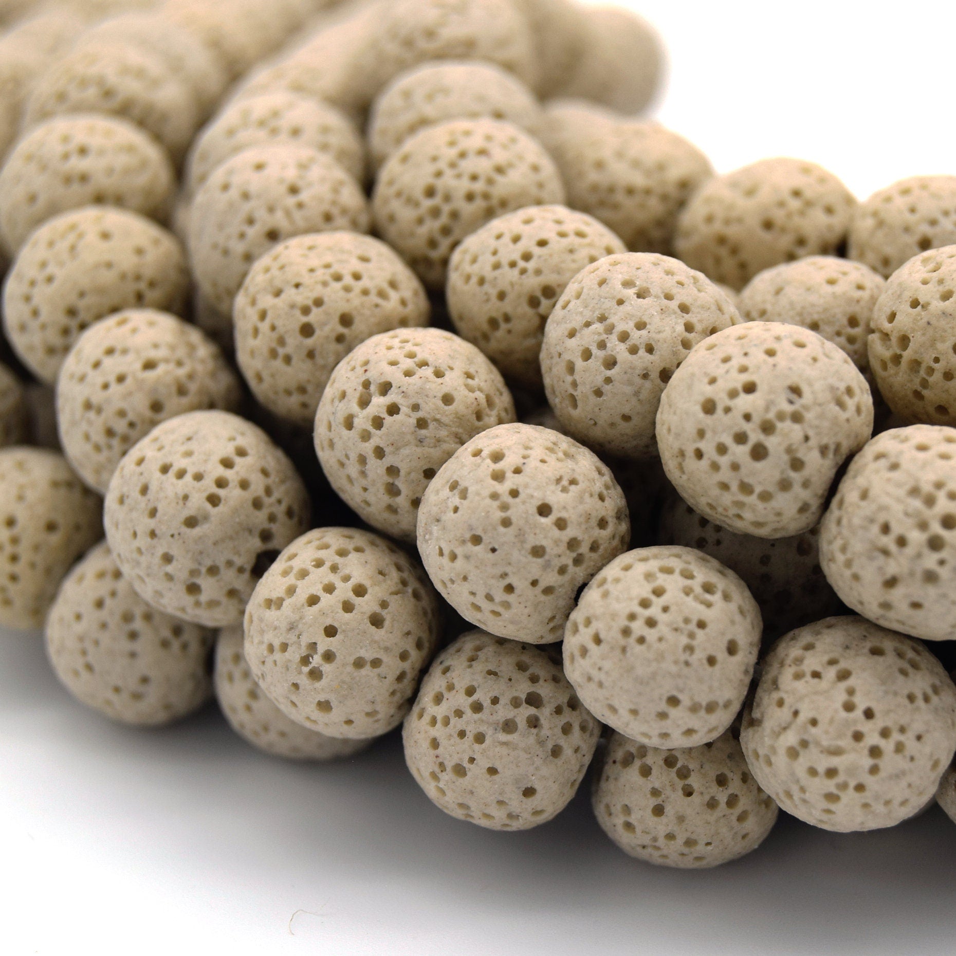 Lava Beads | Tan Round Diffuser Beads - 6mm 8mm 10mm 12mm 14mm 16mm 18mm Available