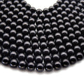 Black Round Glass Beads | Sold by the Strand - 4mm 6mm 8mm 10mm 12mm Available