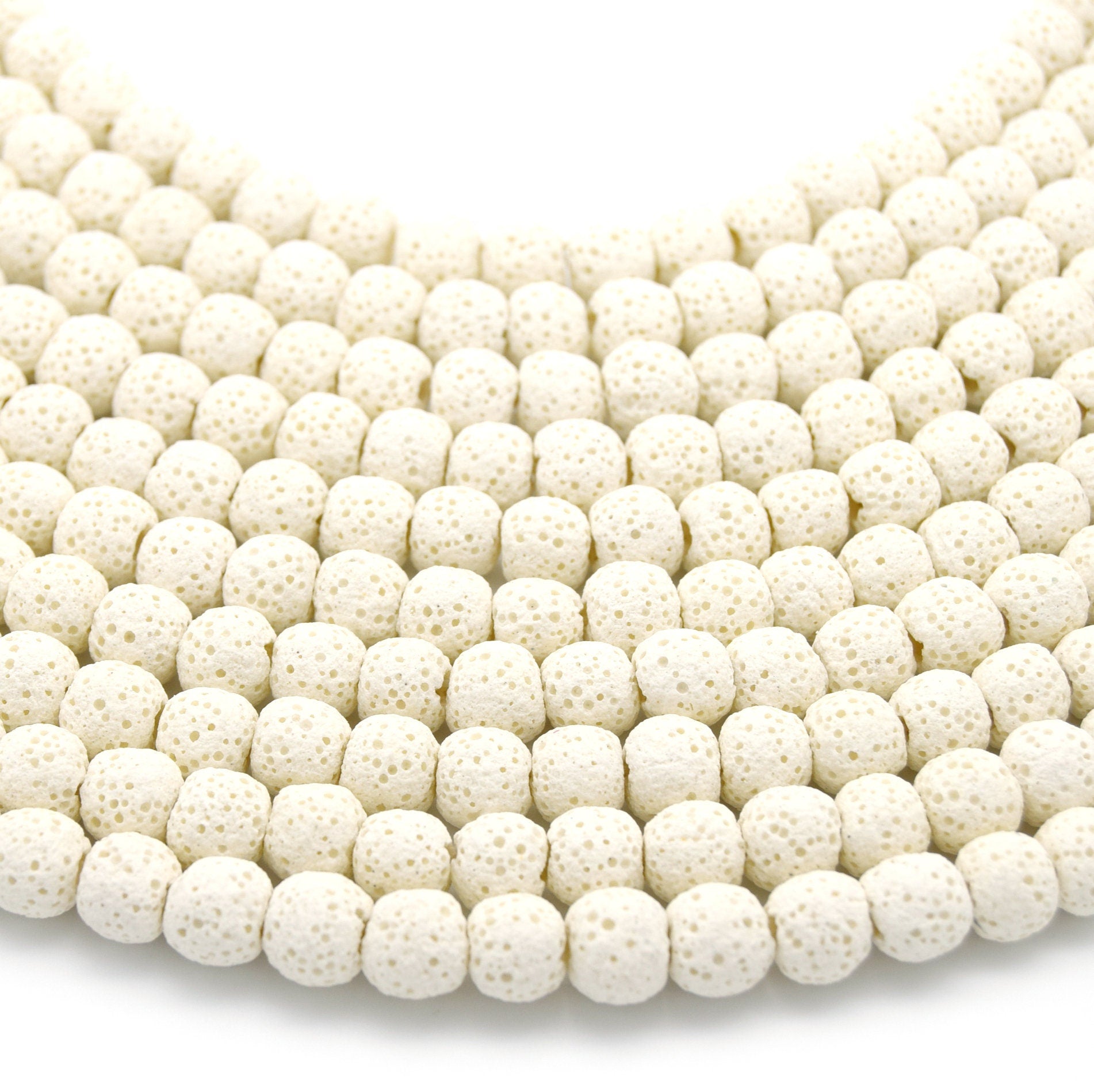 Lava Beads | White Round Diffuser Beads - 6mm 8mm 10mm 12mm 14mm 16mm 18mm Available