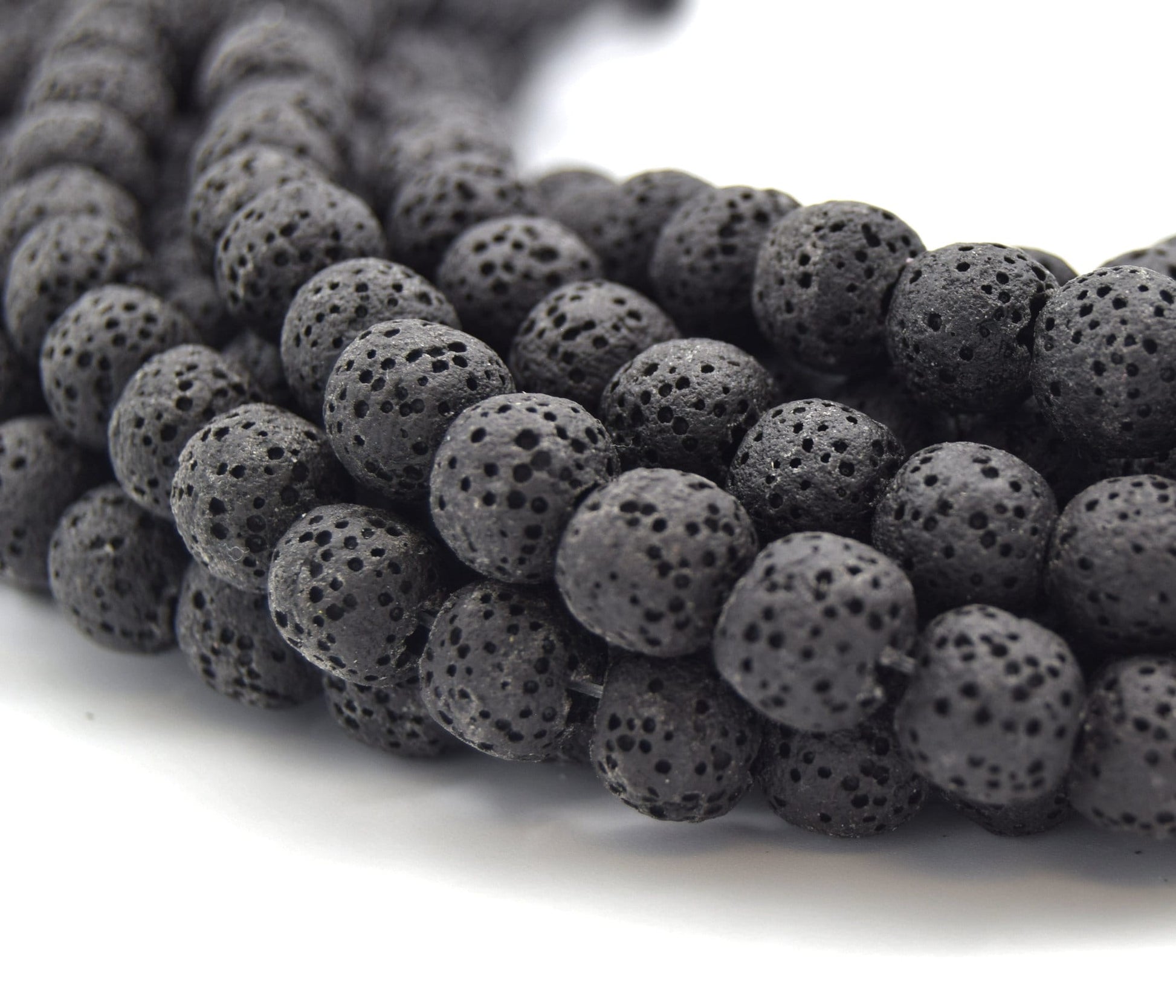 Lava Beads | Black Round Diffuser Beads - 6mm 8mm 10mm 12mm 14mm 16mm 18mm 20mm Available