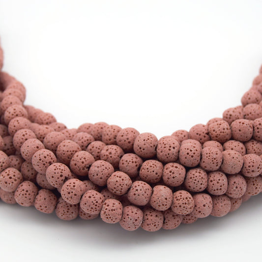 Lava Beads | Rose Pink Round Diffuser Beads - 6mm 8mm 10mm 12mm 14mm 16mm 18mm Available