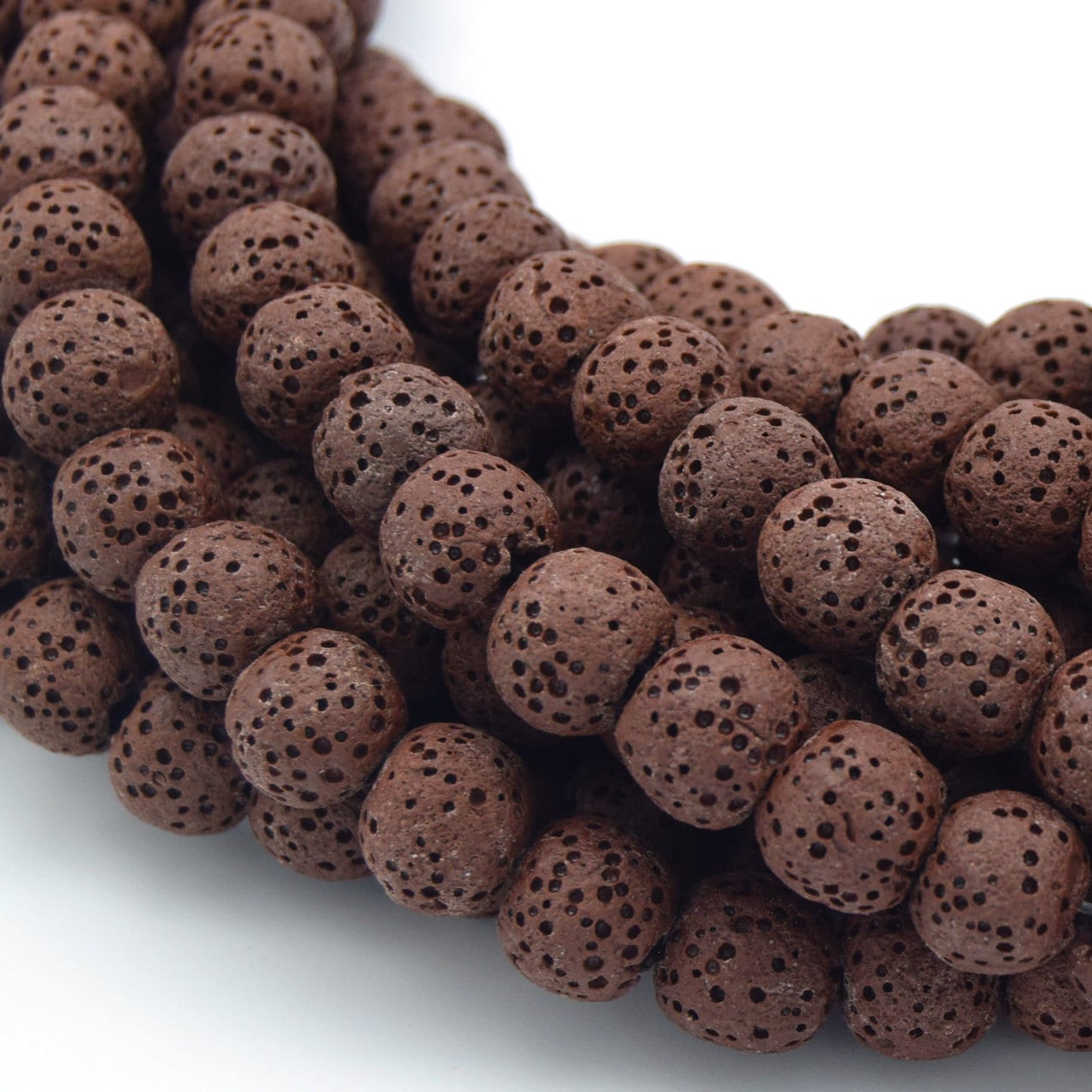 Lava Beads | Brown Round Diffuser Beads - 6mm 8mm 10mm 12mm 14mm 16mm 18mm Available