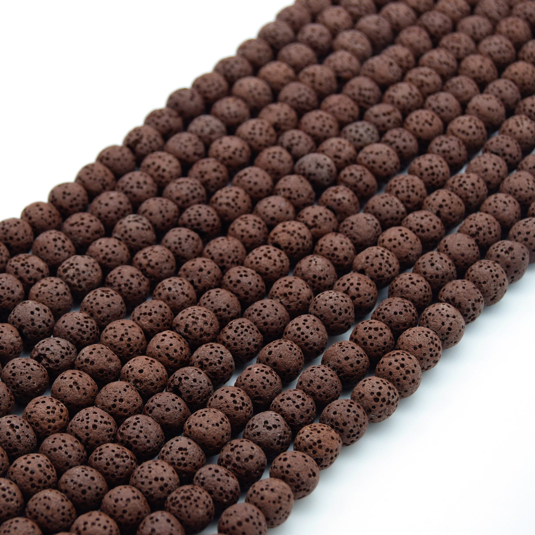 Lava Beads | Brown Round Diffuser Beads - 6mm 8mm 10mm 12mm 14mm 16mm 18mm Available