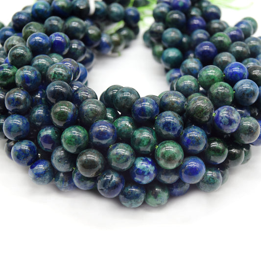 Azurite Malachite Beads | 4mm 6mm 8mm 10mm | Smooth Round Gemstone Beads