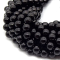 Black Round Glass Beads | Sold by the Strand - 4mm 6mm 8mm 10mm 12mm Available