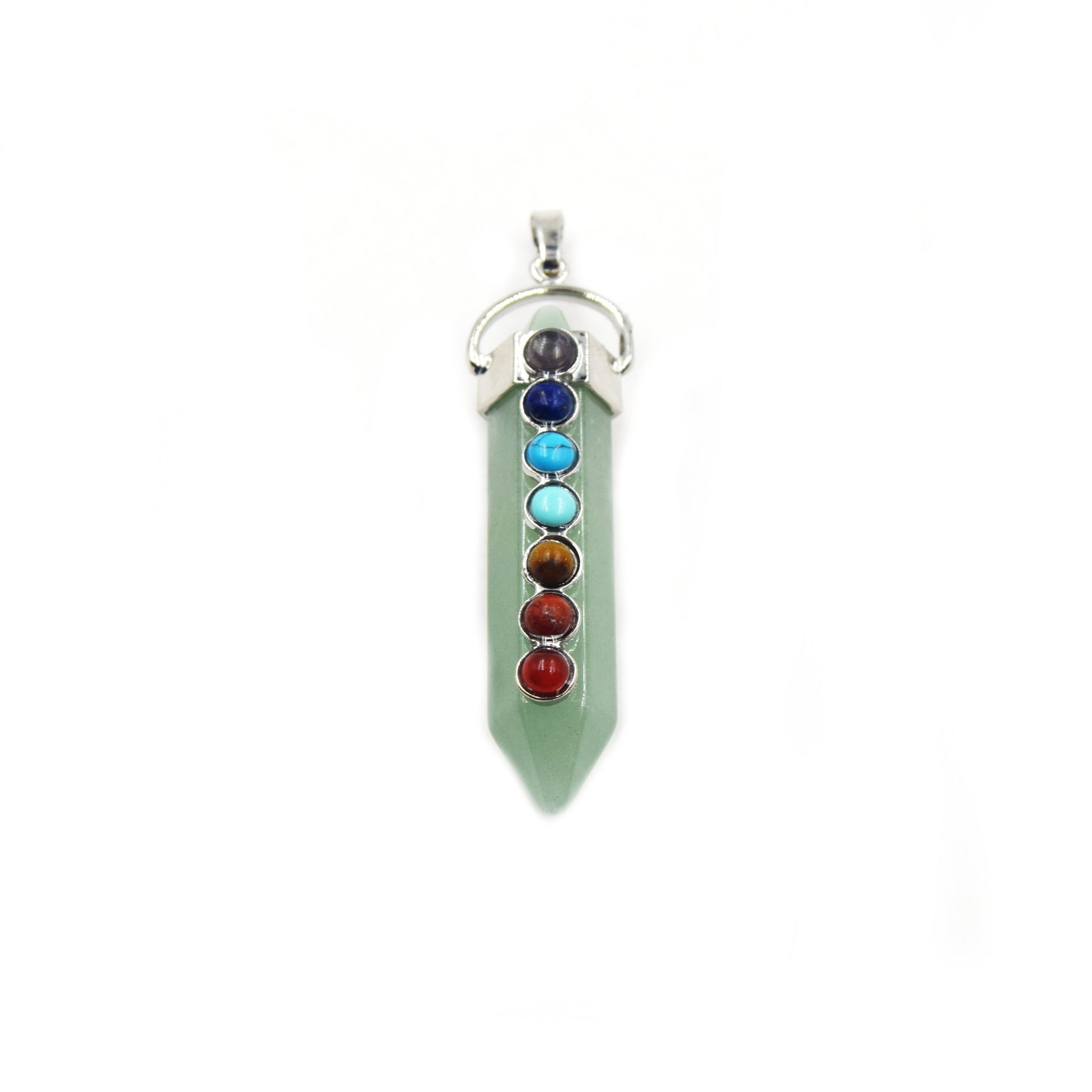 Natural 7 Chakra Point Pendant | Agate Quartz Howlite Tiger Eye Aventurine Malachite Hexagonal Point Pendant - Sold Individually