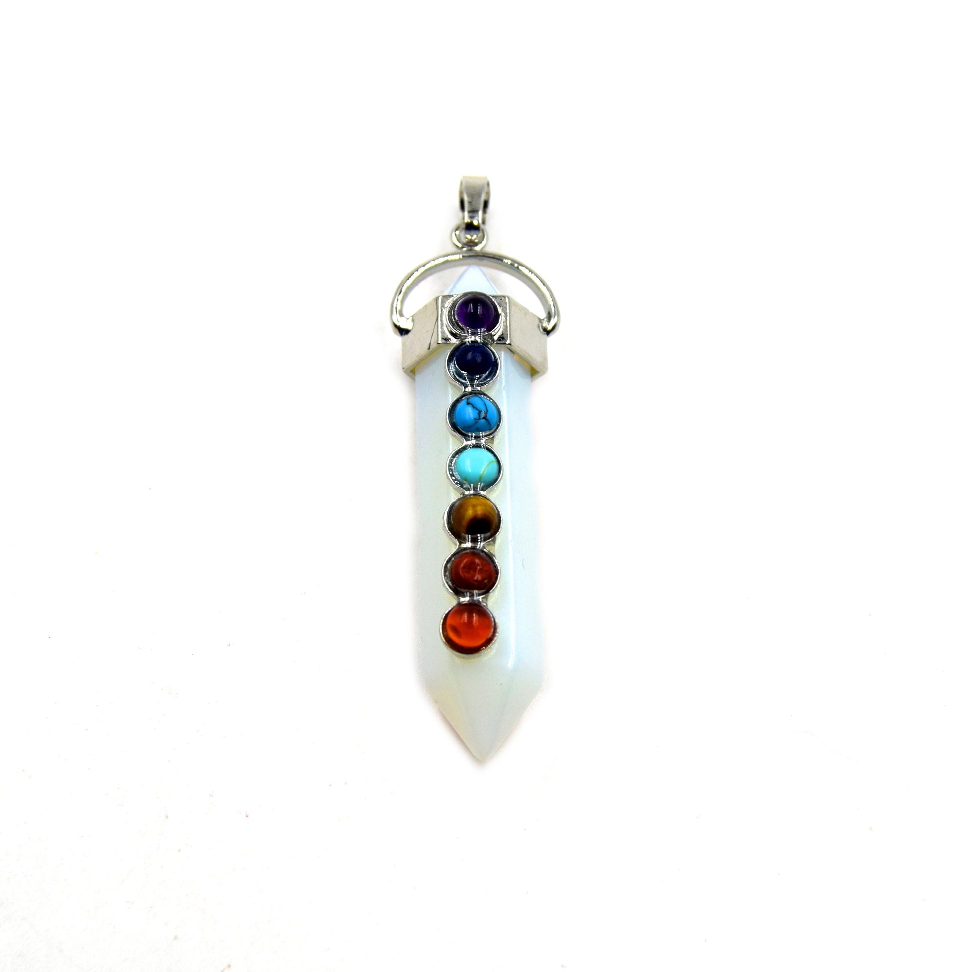 Natural 7 Chakra Point Pendant | Agate Quartz Howlite Tiger Eye Aventurine Malachite Hexagonal Point Pendant - Sold Individually