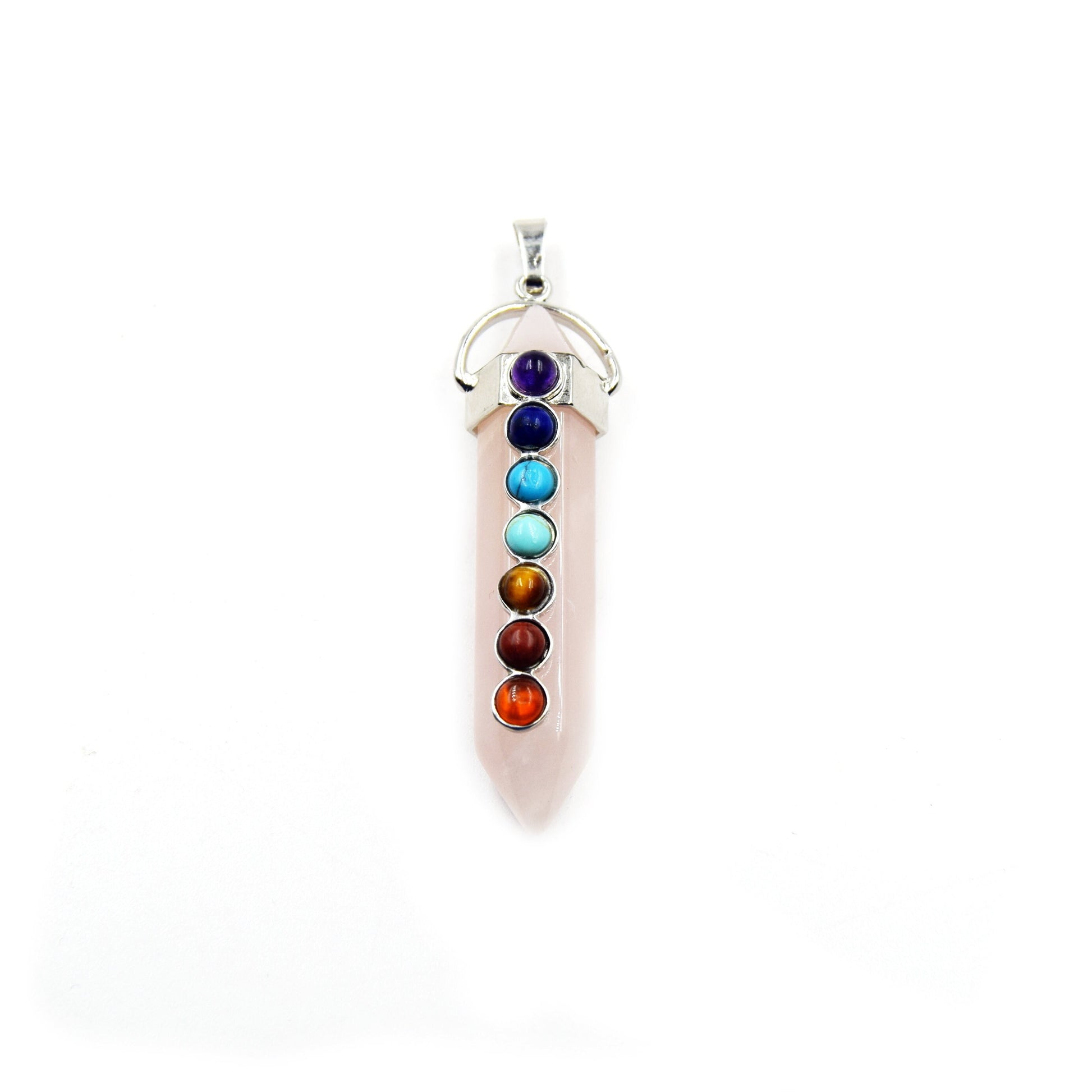 Natural 7 Chakra Point Pendant | Agate Quartz Howlite Tiger Eye Aventurine Malachite Hexagonal Point Pendant - Sold Individually