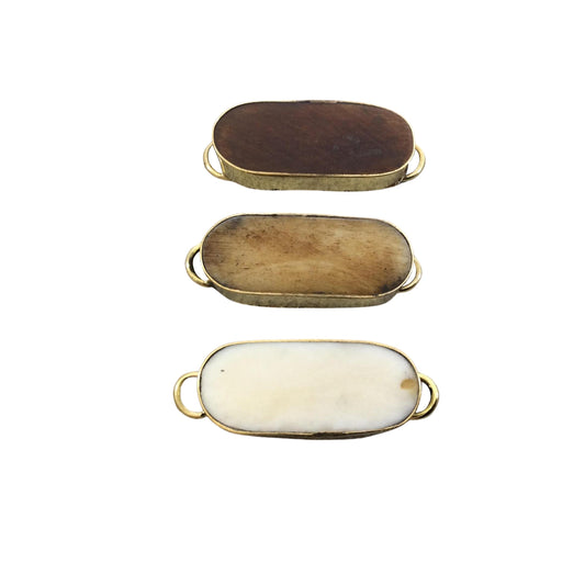 Bone Connector | Ox Bone Bezel Connector | Oval Shaped Bead