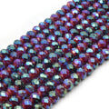 Chinese Crystal Beads | 6mm Faceted Metallic AB Rondelle Shaped Crystal Beads | Blue Peacock Titanium Peach