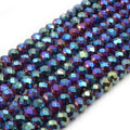 Chinese Crystal Beads | 6mm Faceted Metallic AB Rondelle Shaped Crystal Beads | Blue Peacock Titanium Peach