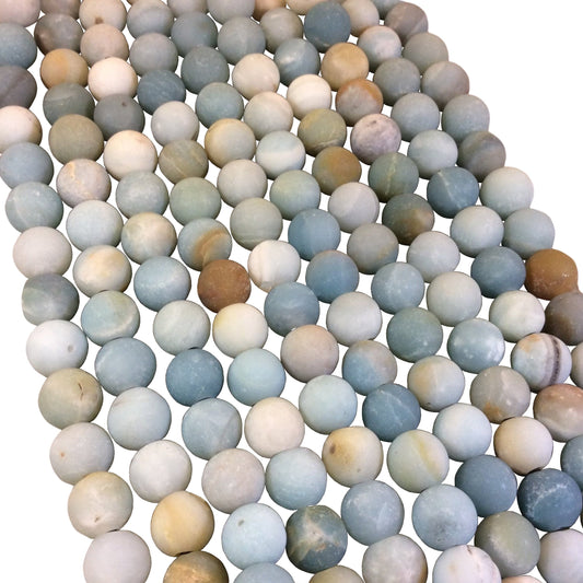 Amazonite Beads - 10mm Natural Matte Finish Round/Ball Shaped Beads with 2-2.5mm Holes | 7.5" Strand (App 18 Beads) - LARGE HOLE BEADS