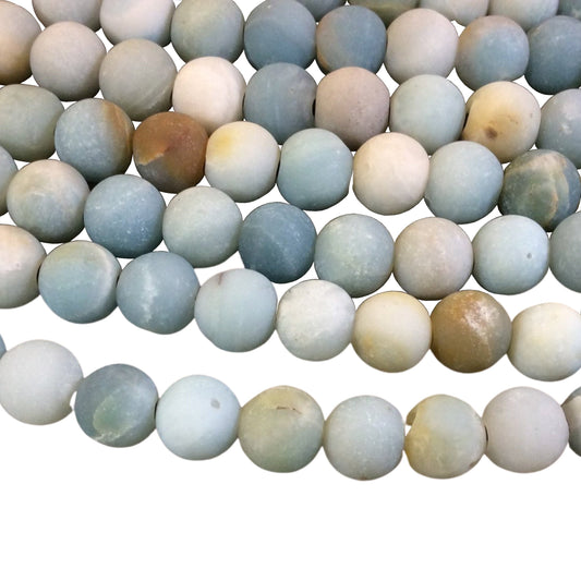 Amazonite Beads - 10mm Natural Matte Finish Round/Ball Shaped Beads with 2-2.5mm Holes | 7.5" Strand (App 18 Beads) - LARGE HOLE BEADS