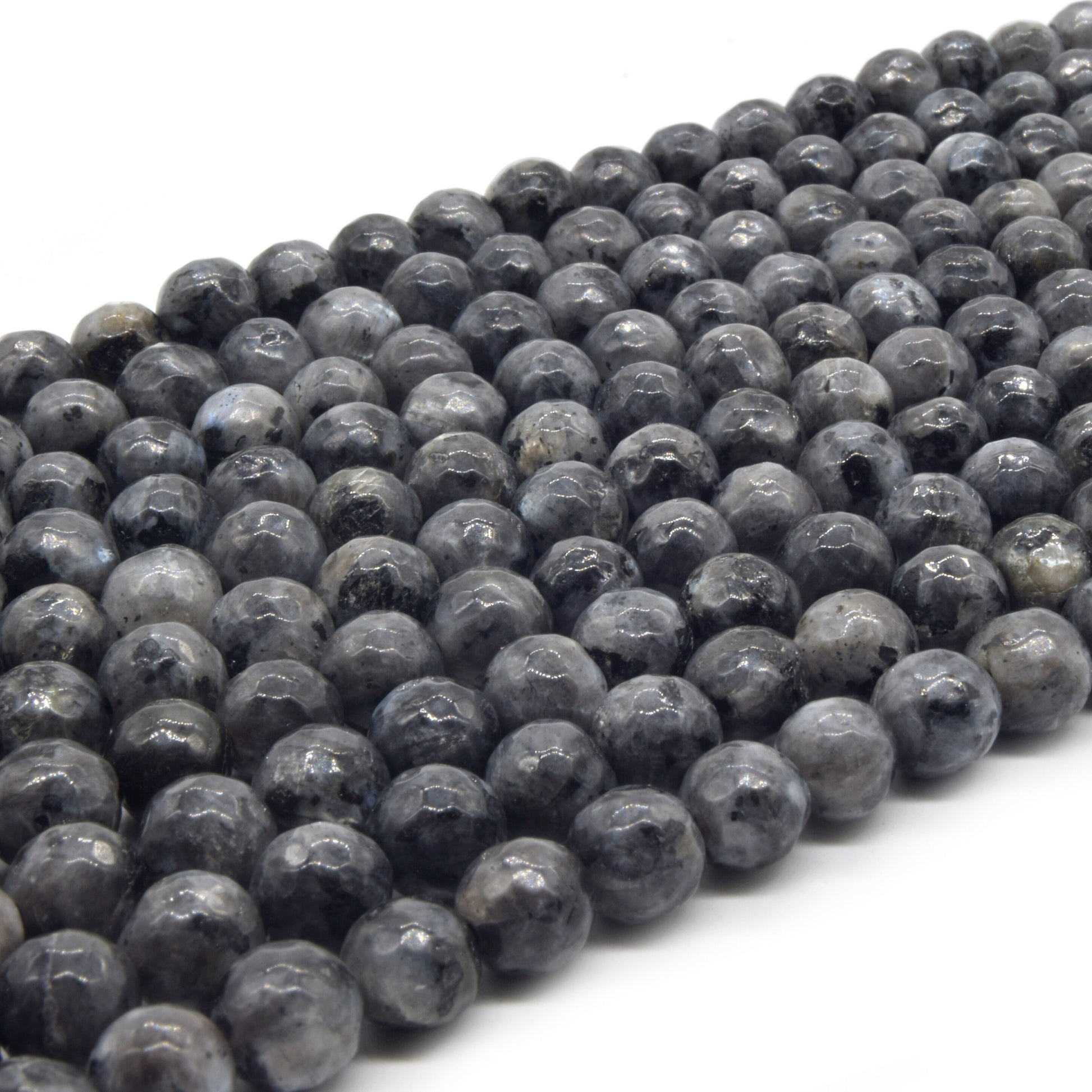 Larvikite Beads | Faceted Black Labradorite Round Beads | 4mm 6mm 8mm Available