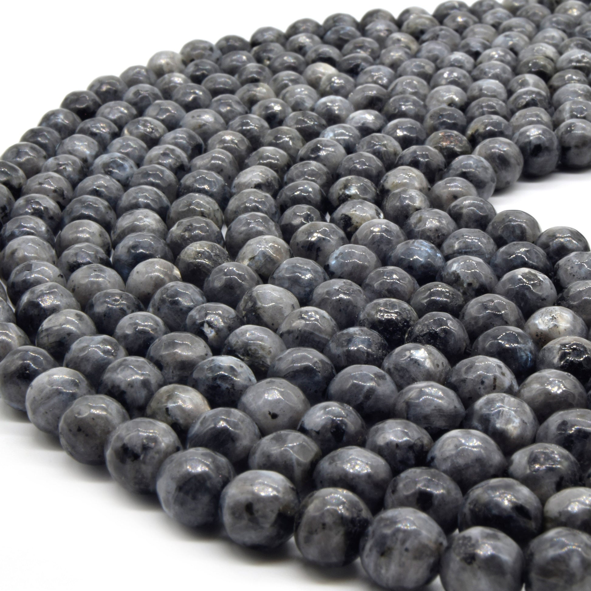 Larvikite Beads | Faceted Black Labradorite Round Beads | 4mm 6mm 8mm Available