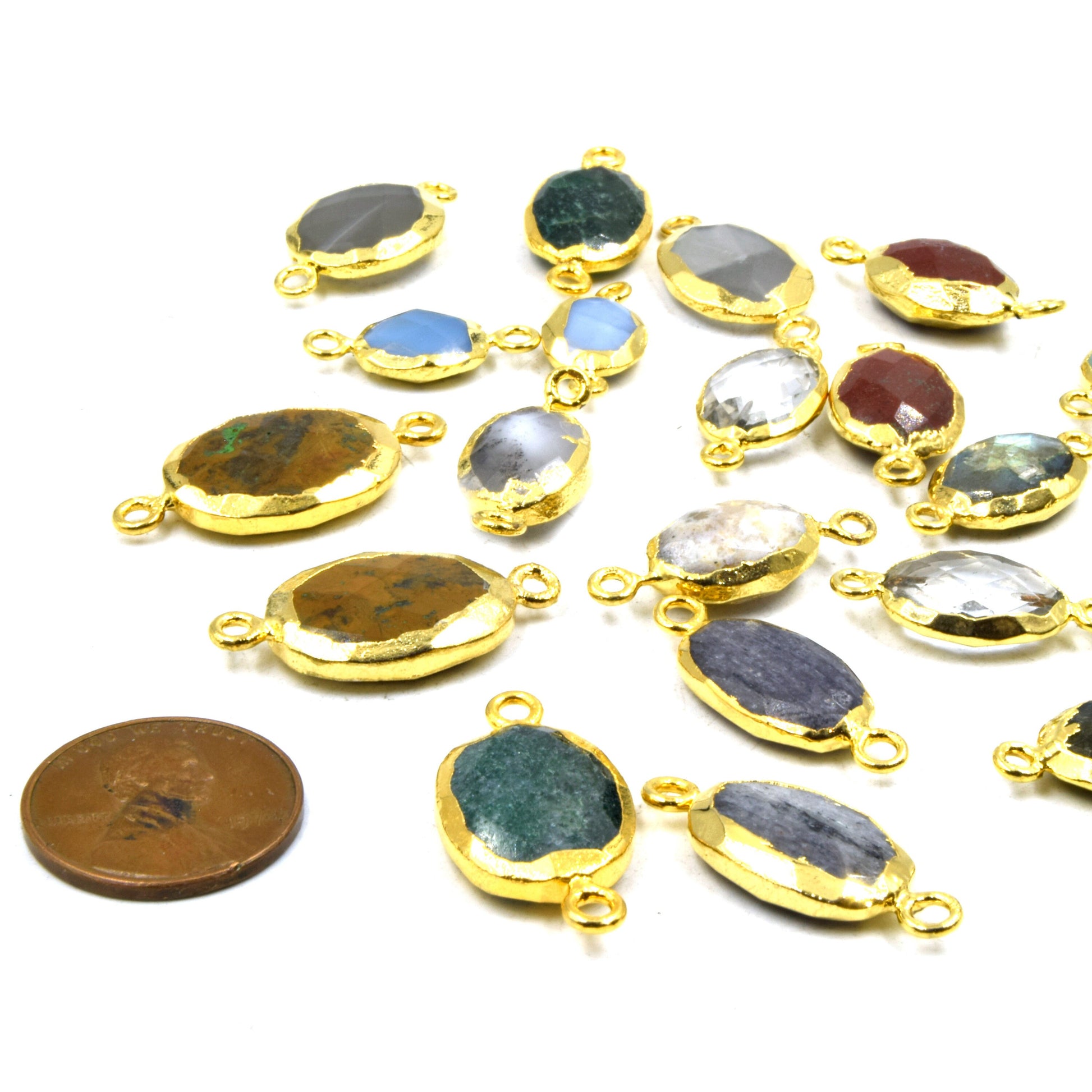 Gemstone Connector | Electroplated Faceted Horizontal Oval shaped | Three sizes Available