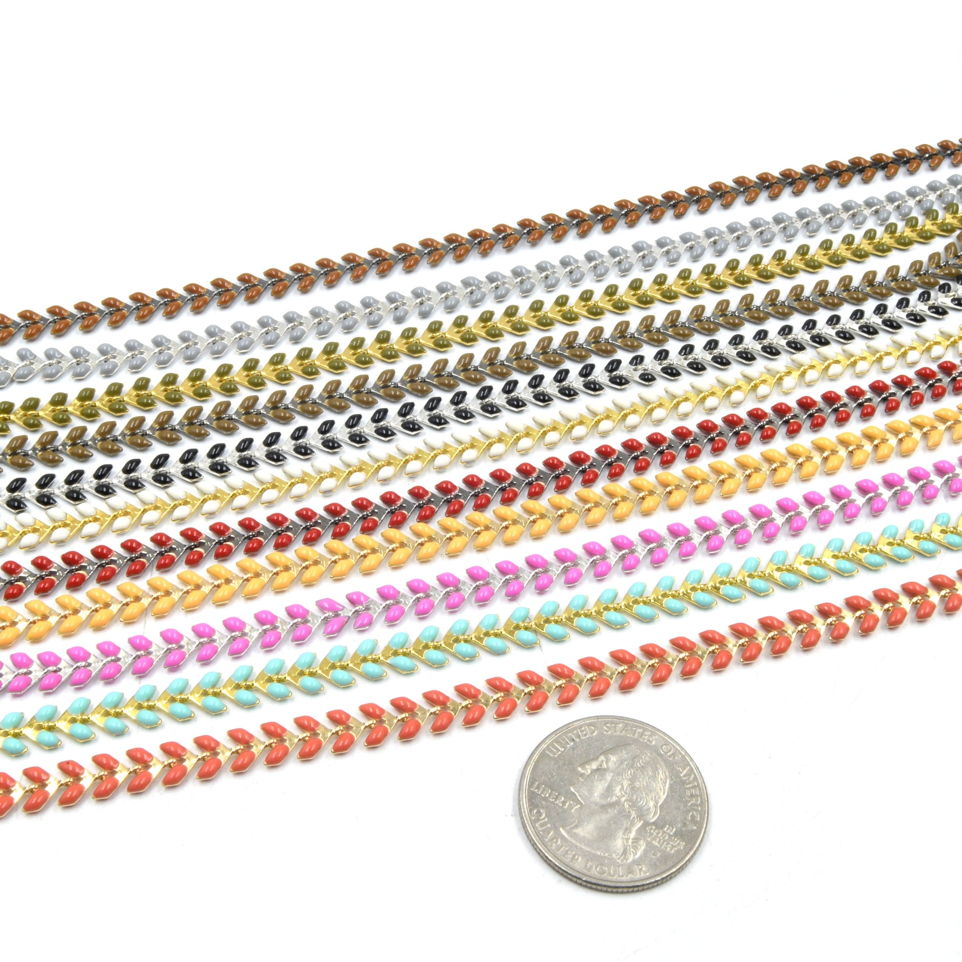 Enameled Chevron Chain | Fishbone Chain | Feather Chain