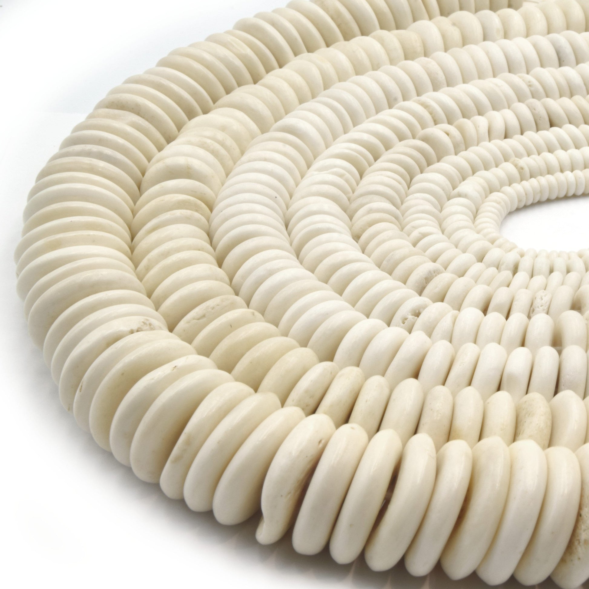 Bone Beads | Ox Bone Flat Disc Rondelle Beads | White Brown Colors - 5mm 6mm 7mm 8mm 10mm 12mm 14mm 16mm 18mm 20mm