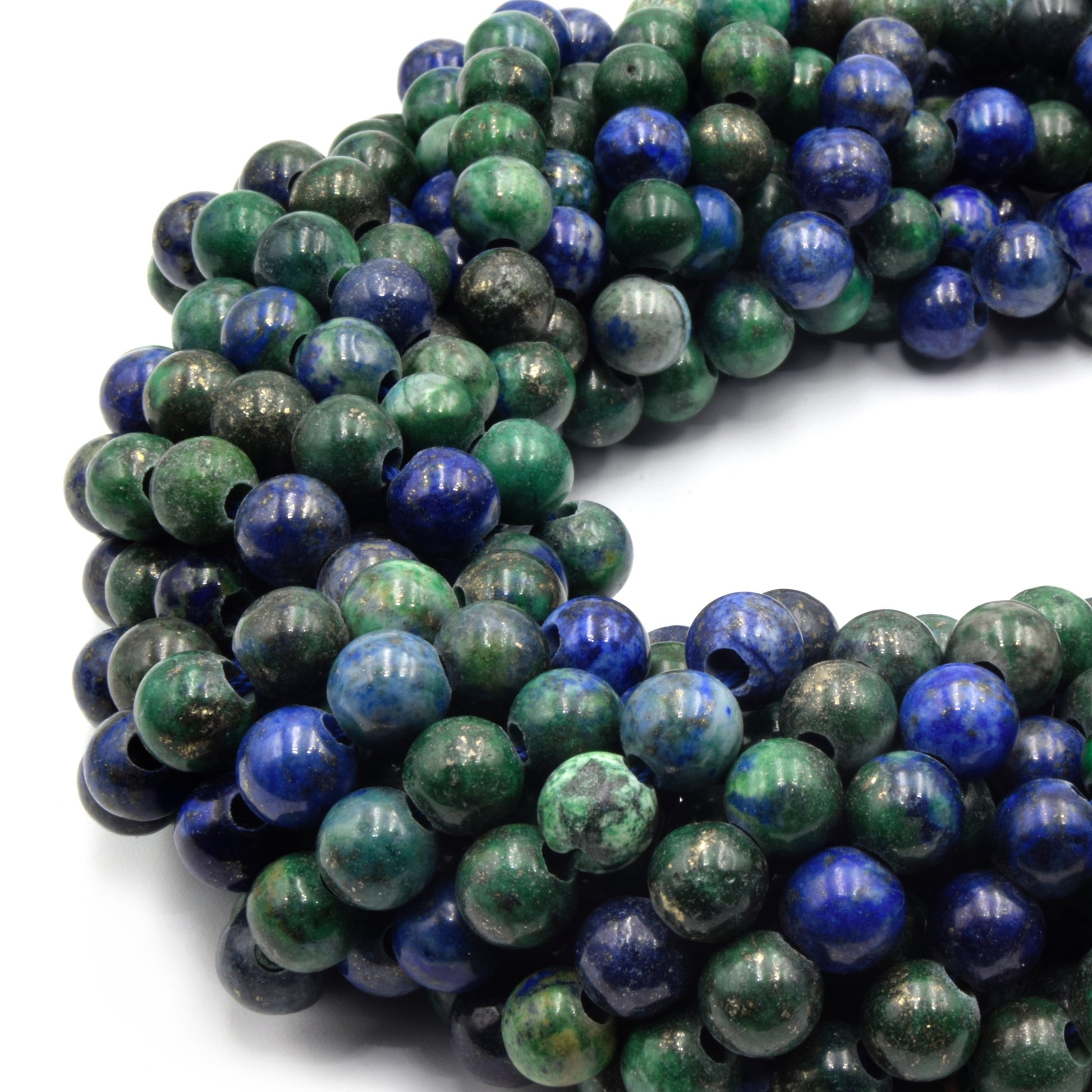 Large Hole Azurite Malachite Beads with 2mm Holes