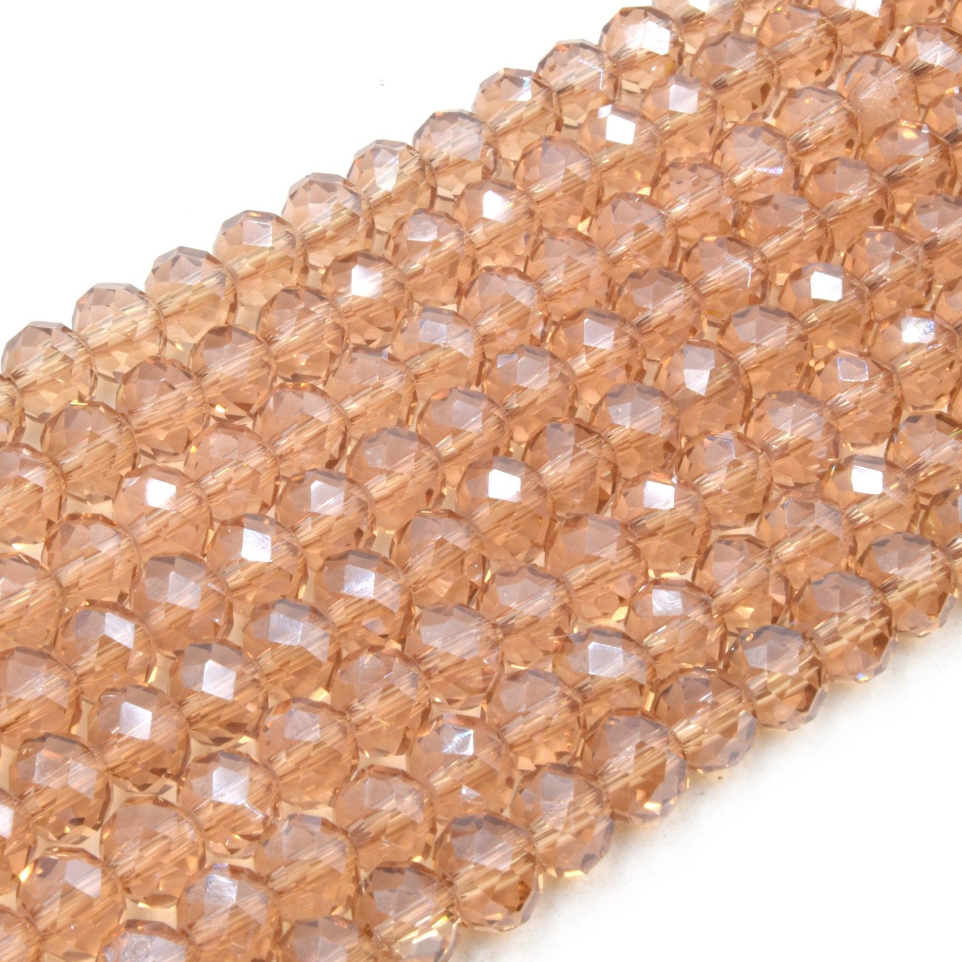 Chinese Crystal Beads | 8mm Faceted Tranansparent AB Rondelle Shaped Crystal Beads | Amber, Orange, Tan, Clear