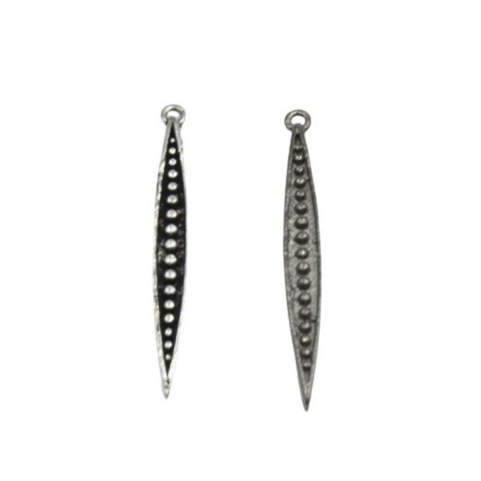 Plated Copper Skinny Dotted Spike/Dagger Pendant- Available in Gunmetal & Antique Silver- Sold in Packs of 10