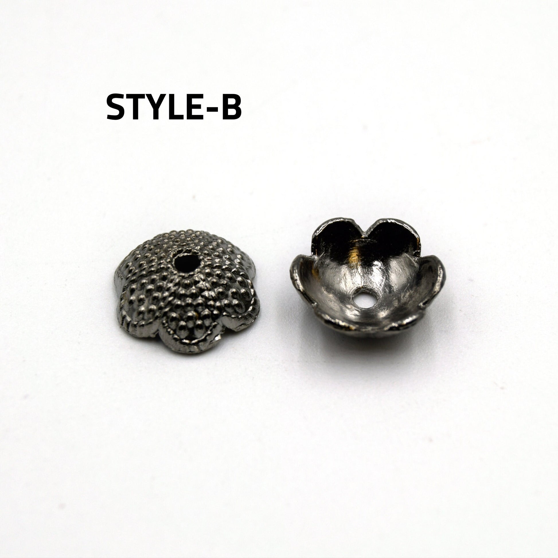 Transform Your Beads with Pewter Floral Fancy Bead Caps: Glue or Knot for Instant Elegance- Pack of 5 pairs