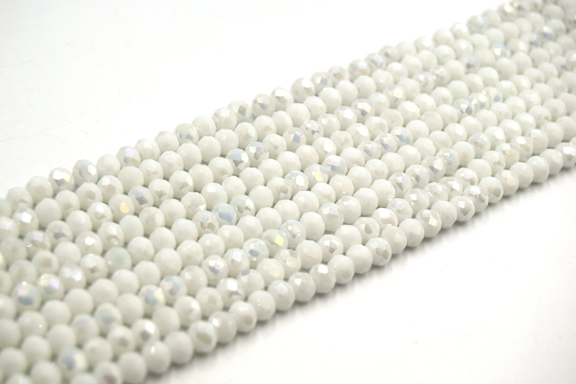 Chinese Crystal Beads | Faceted AB Opaque Rondelle Shaped Crystal Beads | Red, White and Blue