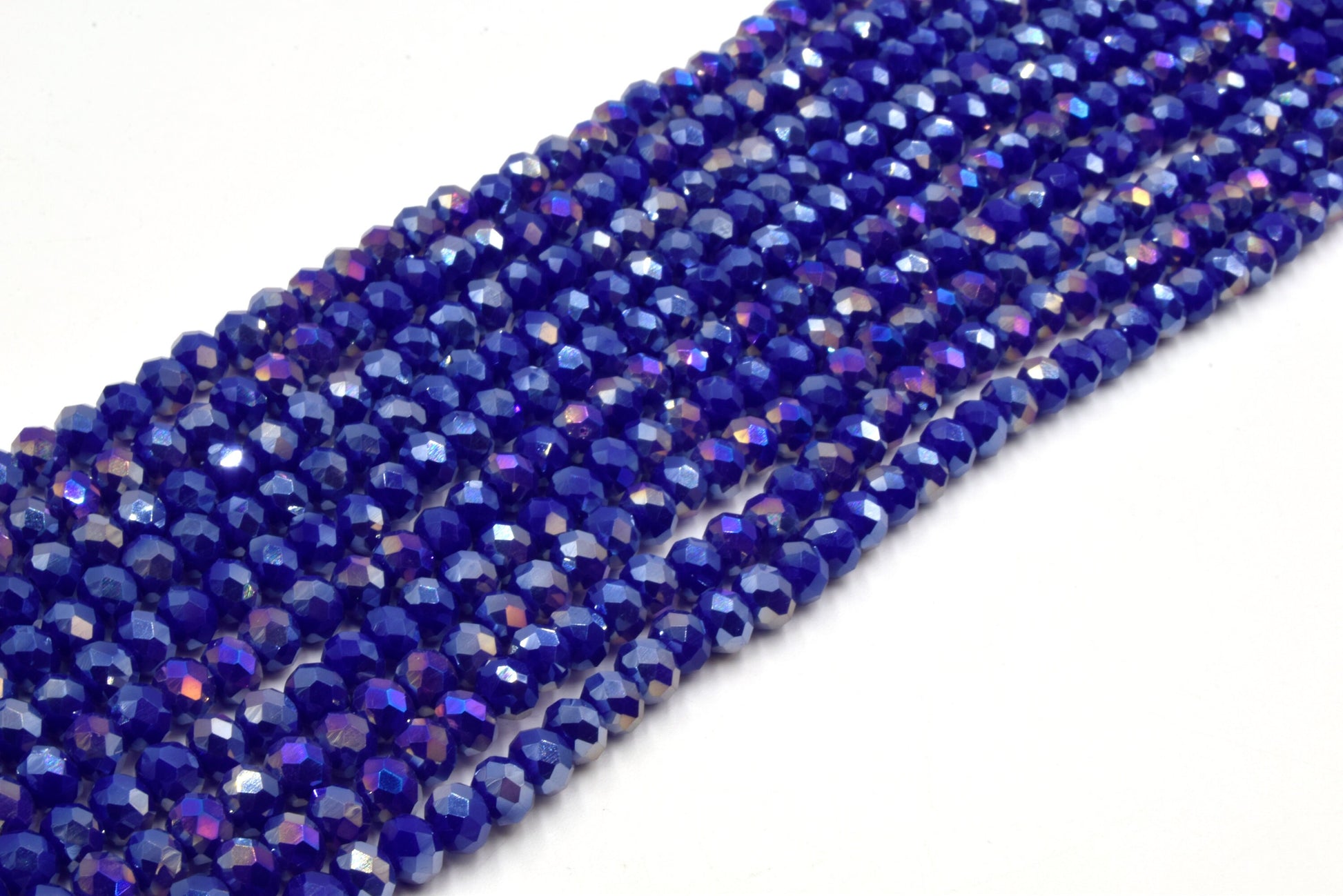 Chinese Crystal Beads | Faceted AB Opaque Rondelle Shaped Crystal Beads | Red, White and Blue